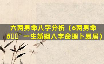 六两男命八字分析（6两男命 🐴 一生婚姻八字命理卜易居）